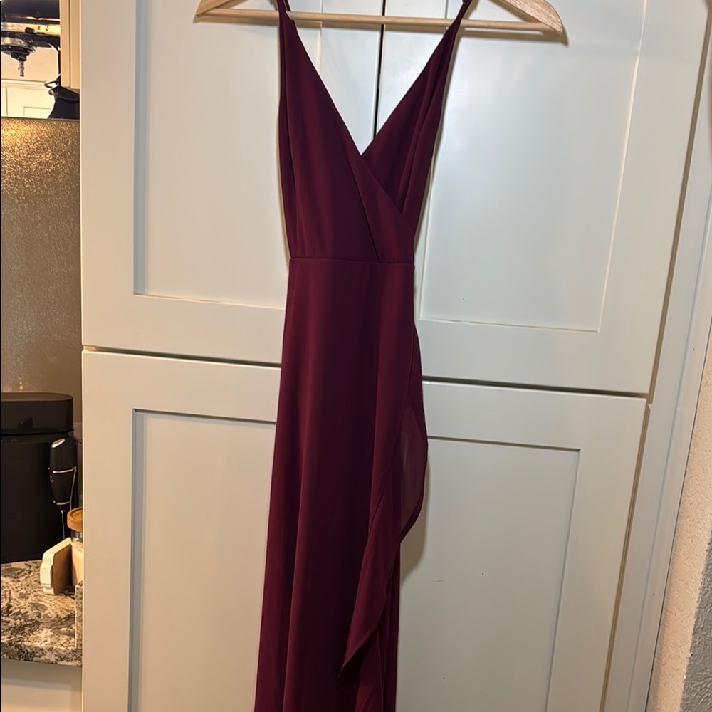 Lulu's In Love Forever Plum Lace-up High-Low Maxi Dress